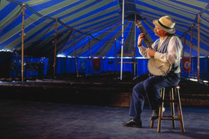 Warren Nelson under the canvas at Big Top Chautaugua